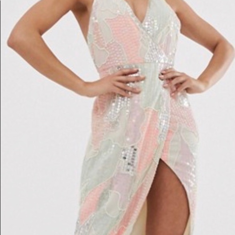 ASOS midi dress in pearl sequin embellished dress